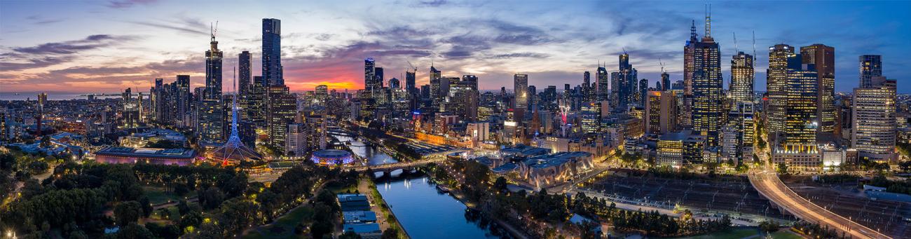 Stock photo of the central business district in Melbourne, Australia.