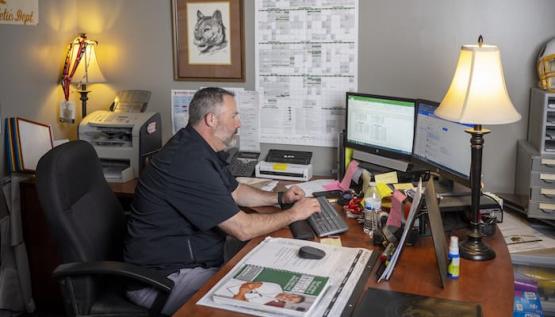 Man working at his computer