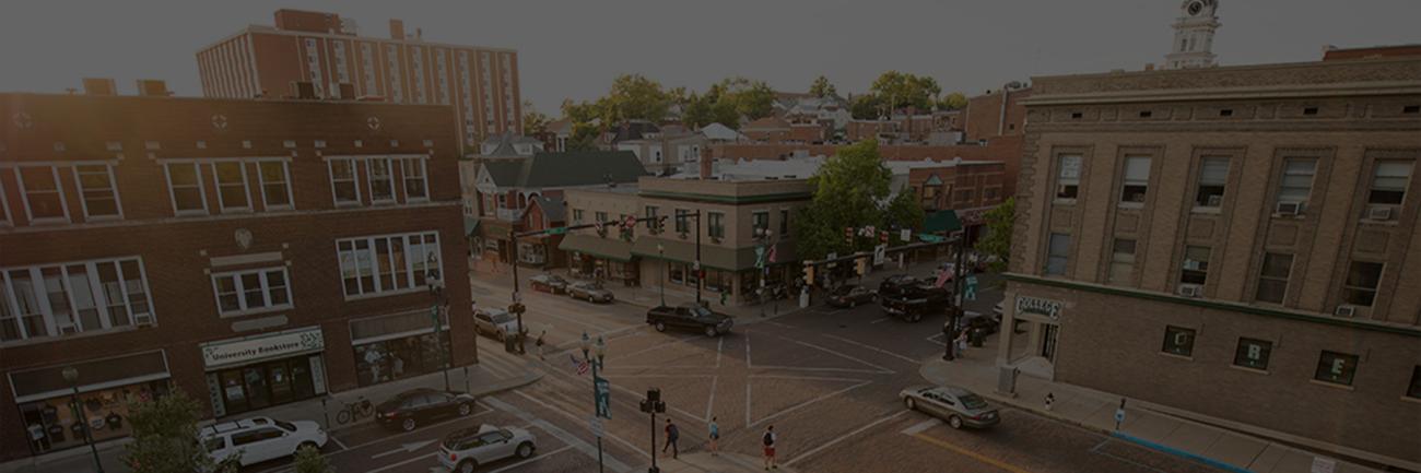 The crosswalks of uptown Athens Ohio