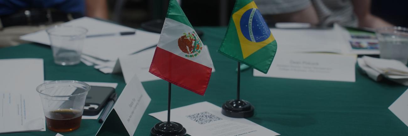 Flags on a table at OHIO's Global Workforce Convening