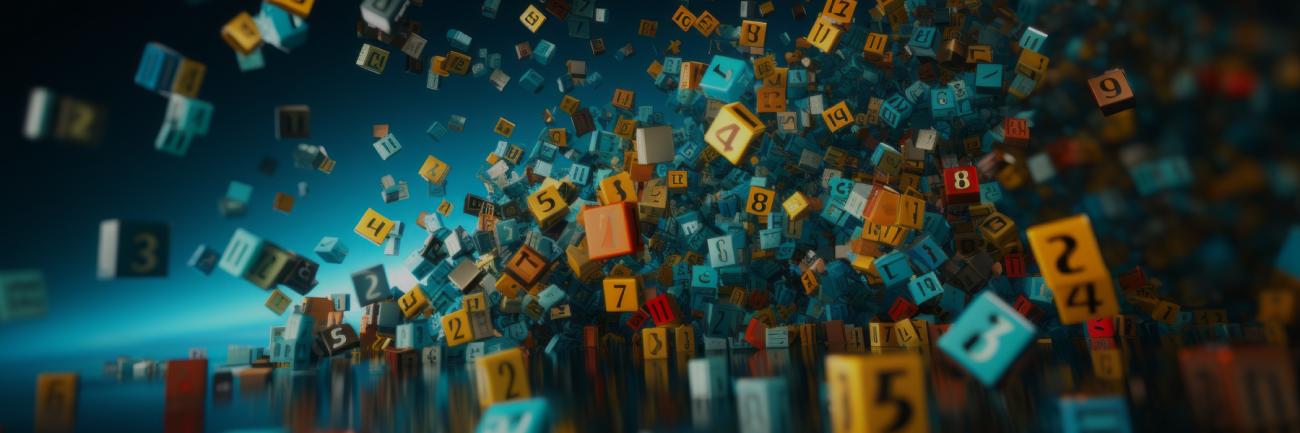A math illustration with blocks of numbers
