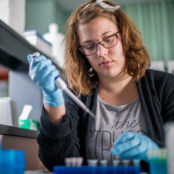 Student in Morgan Vis' plant biology lab