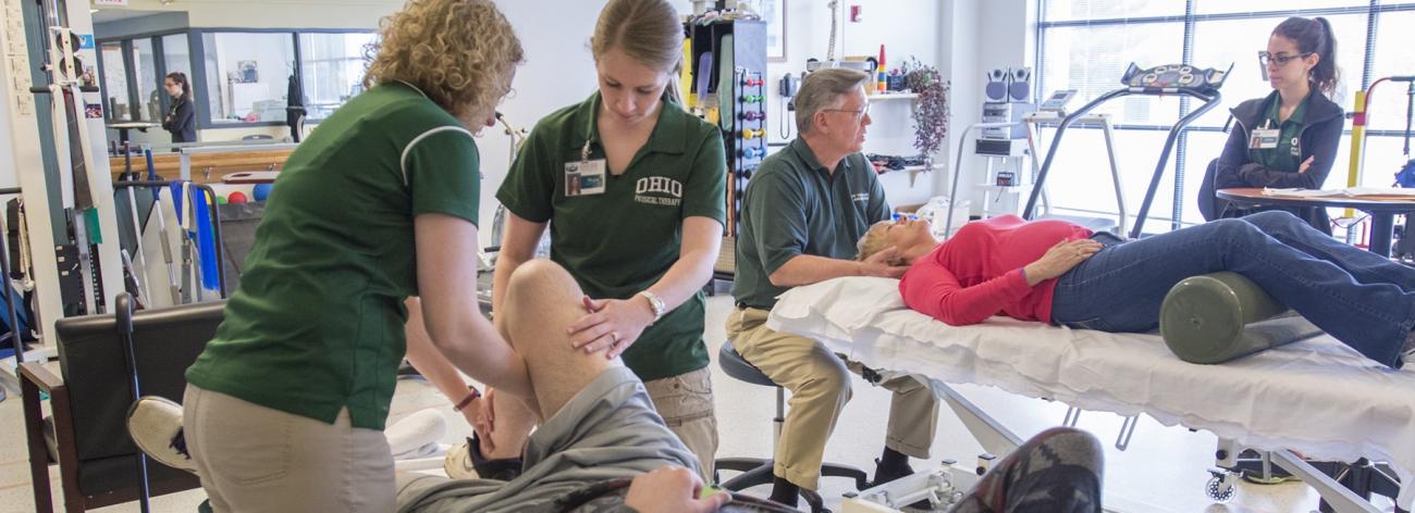 Physical therapists working with patients