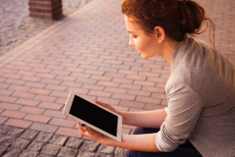 Student studying with iPad