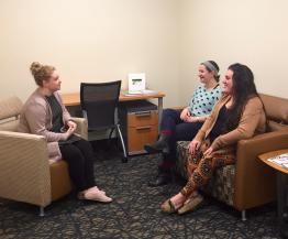 Counseling students role playing in the Hill Center.
