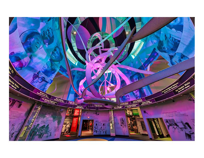 Wide shot of museum exhibition.