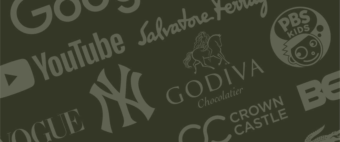 A pattern of corporate logos