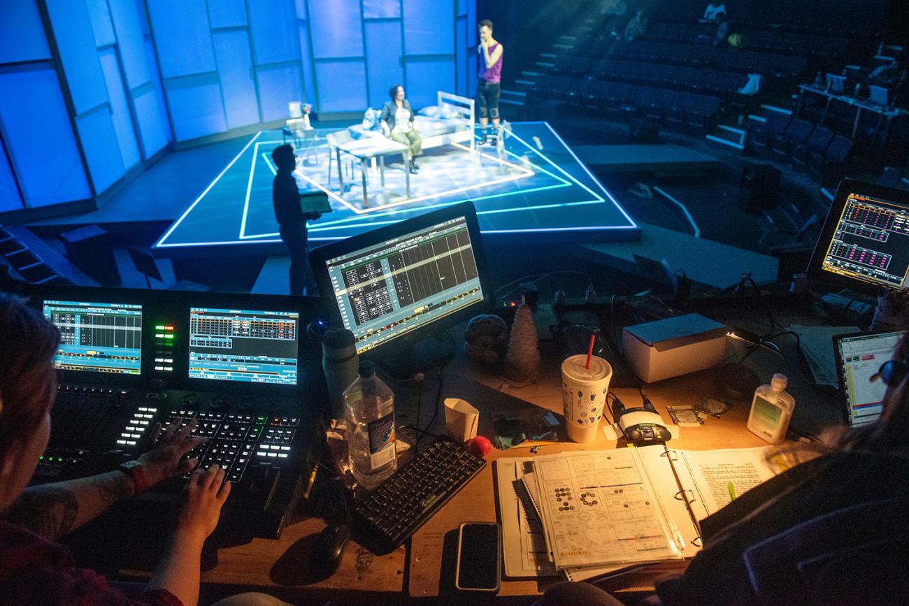 Computers for the lighting designers during at a play