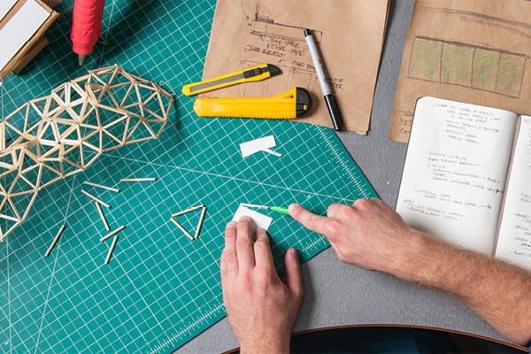 An interior architecture student working on a project