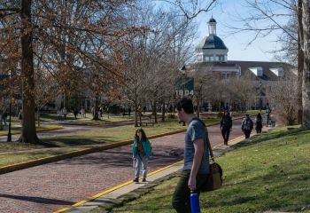 Ohio University students walking outside Park Place