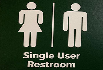 New signage for Singler-User Restrooms at Alden Library