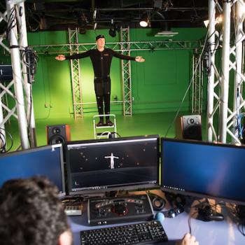 Students work in an animation lab, tracking movement