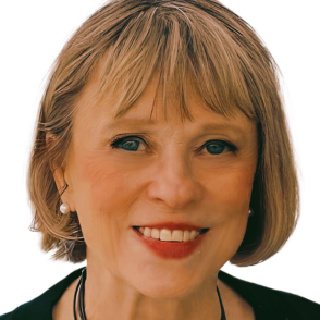 Woman with bob haircut smiling in headshot