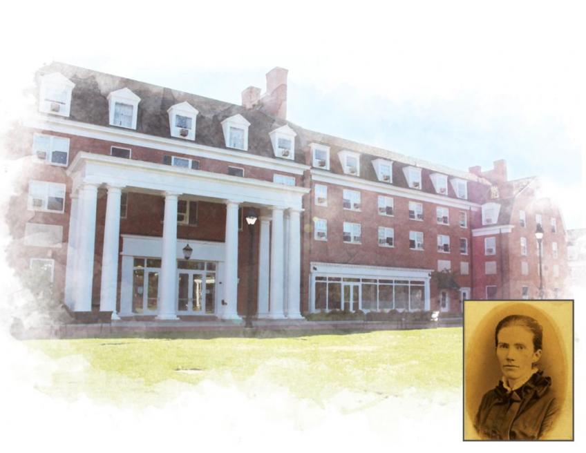 Boyd Hall with photo of Margaret Boyd