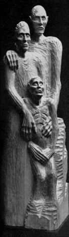 "The Silent People," John Rood, 1942, wood sculpture of family 