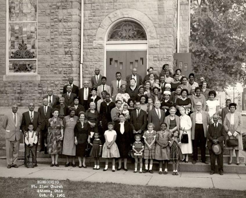 Church members at Mt. Zion Church during the Homecoming celebration on October 8, 1961.