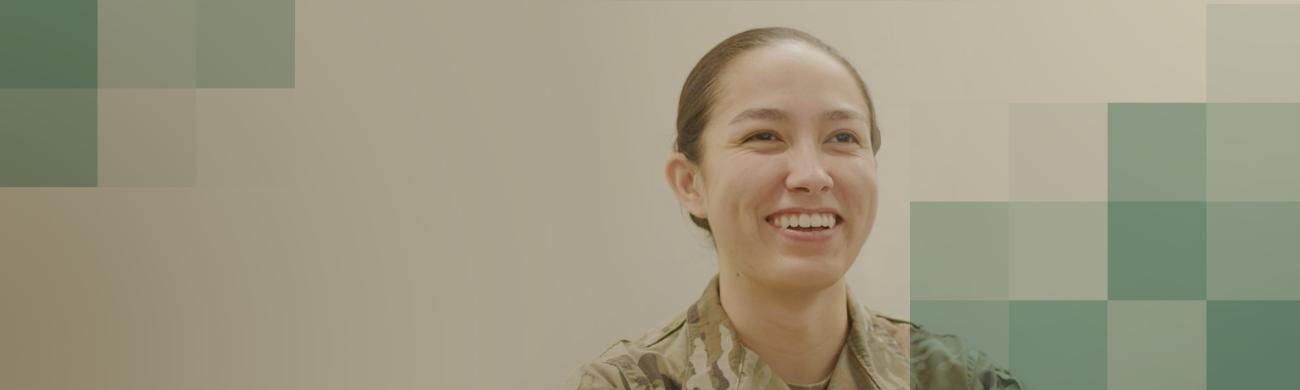Military student smiles