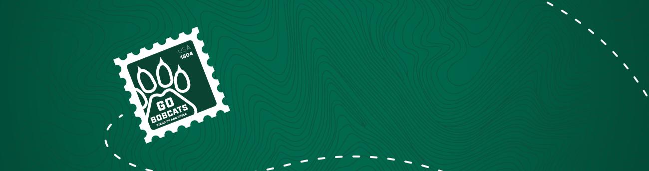 Ohio University stamp on a graphic background