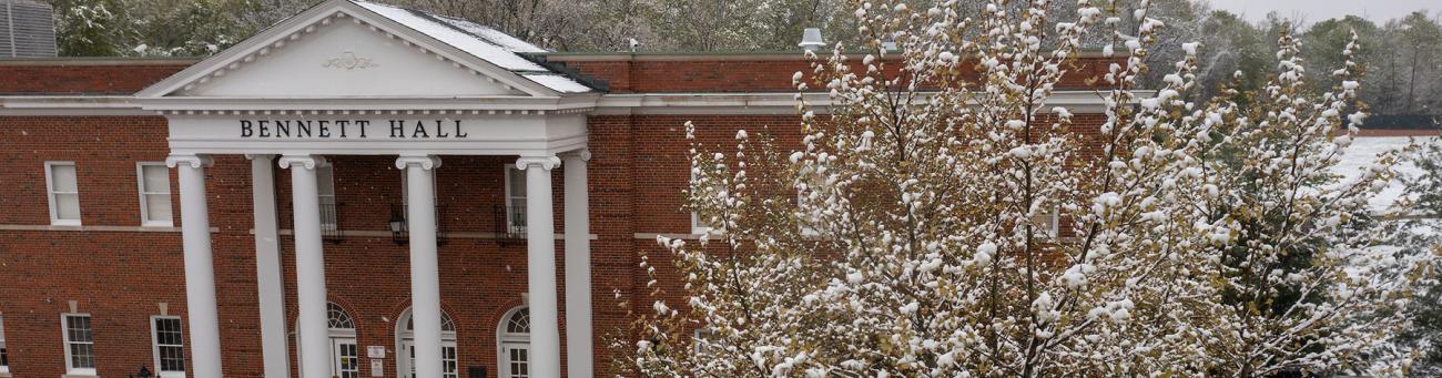 Bennett Hall on a snowy day