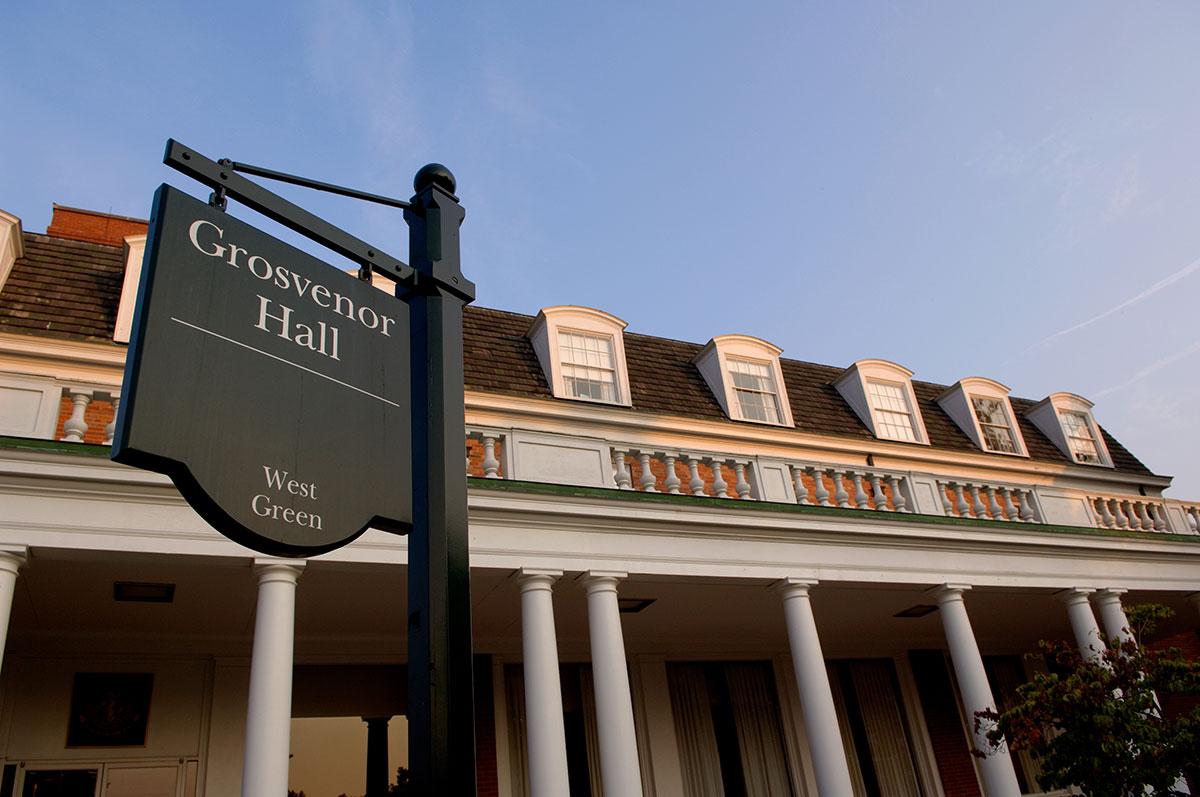 Exterior of the Grosvenor Hall building at Ohio University