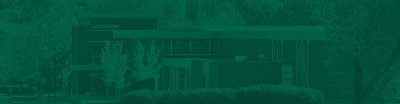 A picture of the Lancaster campus with a green overlay.