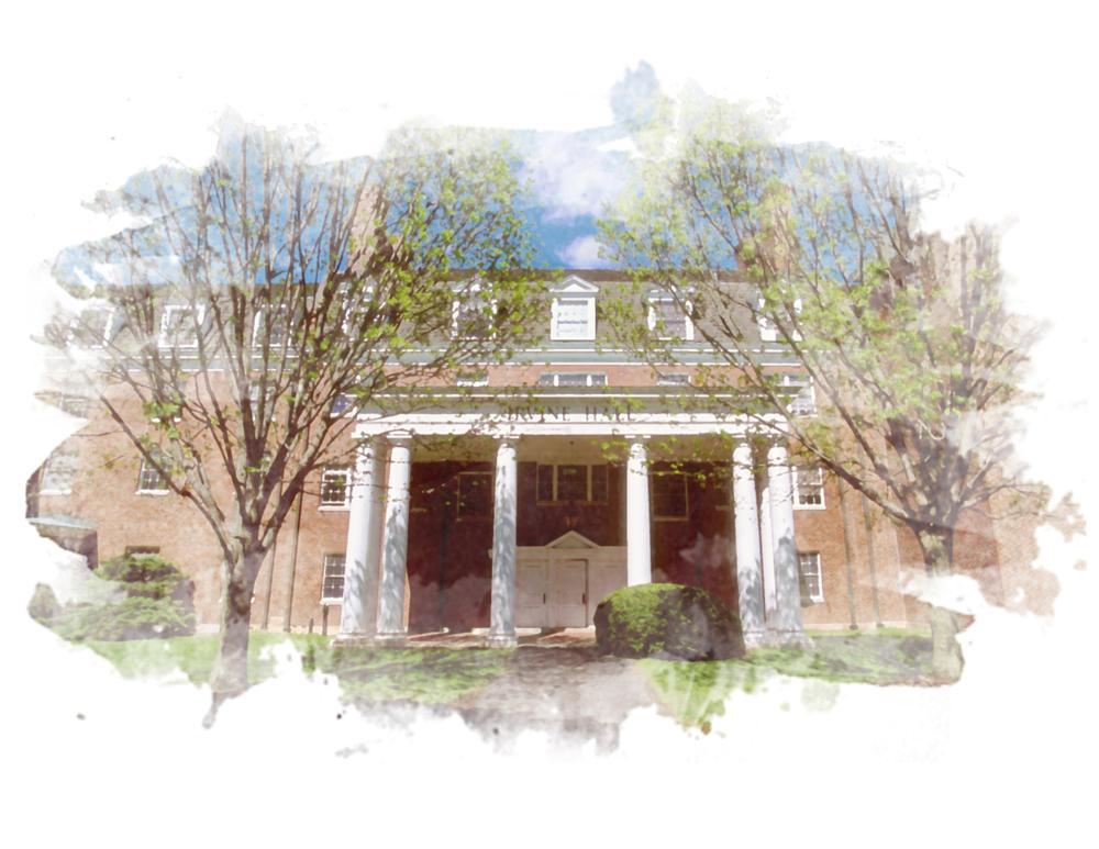 Irvine Hall in water color