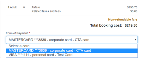 CTA Card drop down