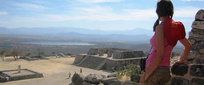 person in overlooking ruins in Mexico