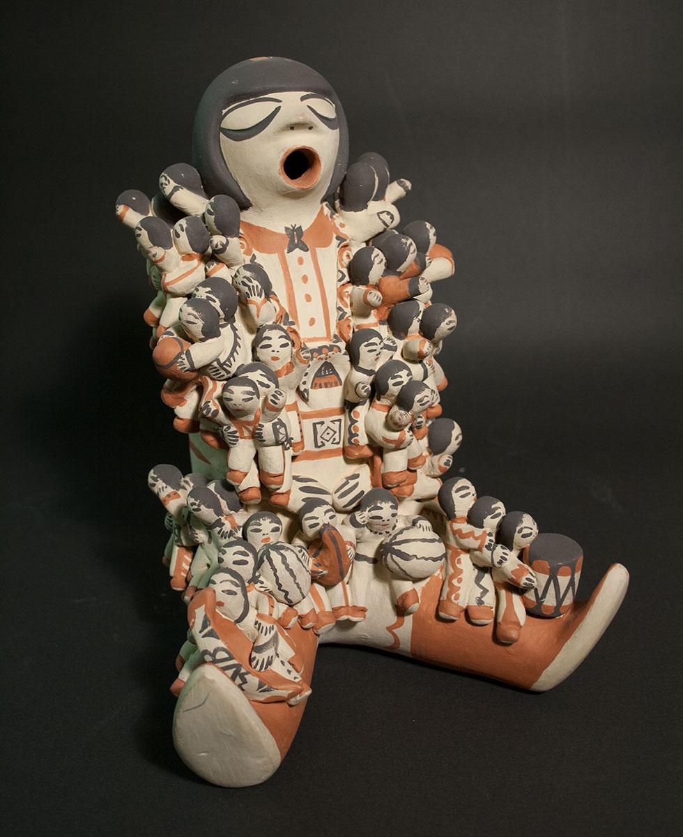 Storyteller and Forty Listeners, n.d., Dorothy Trujillo, Cochiti Pueblo, New Mexico, earthenware and slips, 11.75 in. x 8.5 in. x 8.5 in.  (29.85 cm x 21.6 cm x 21.6 cm), 97.001.5.