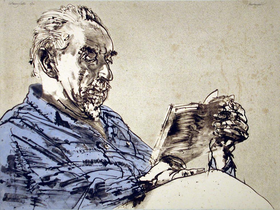 Literary Critic (Dwight Macdonald), 1977, Harvey Breverman (American, b. 1934),  lithograph, 22.375” x 30.125” (56.8cm x 76.5cm), KMA 79.003.i2