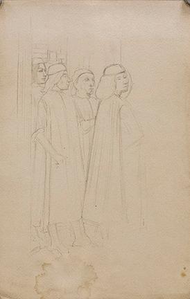 several lightly sketched figures