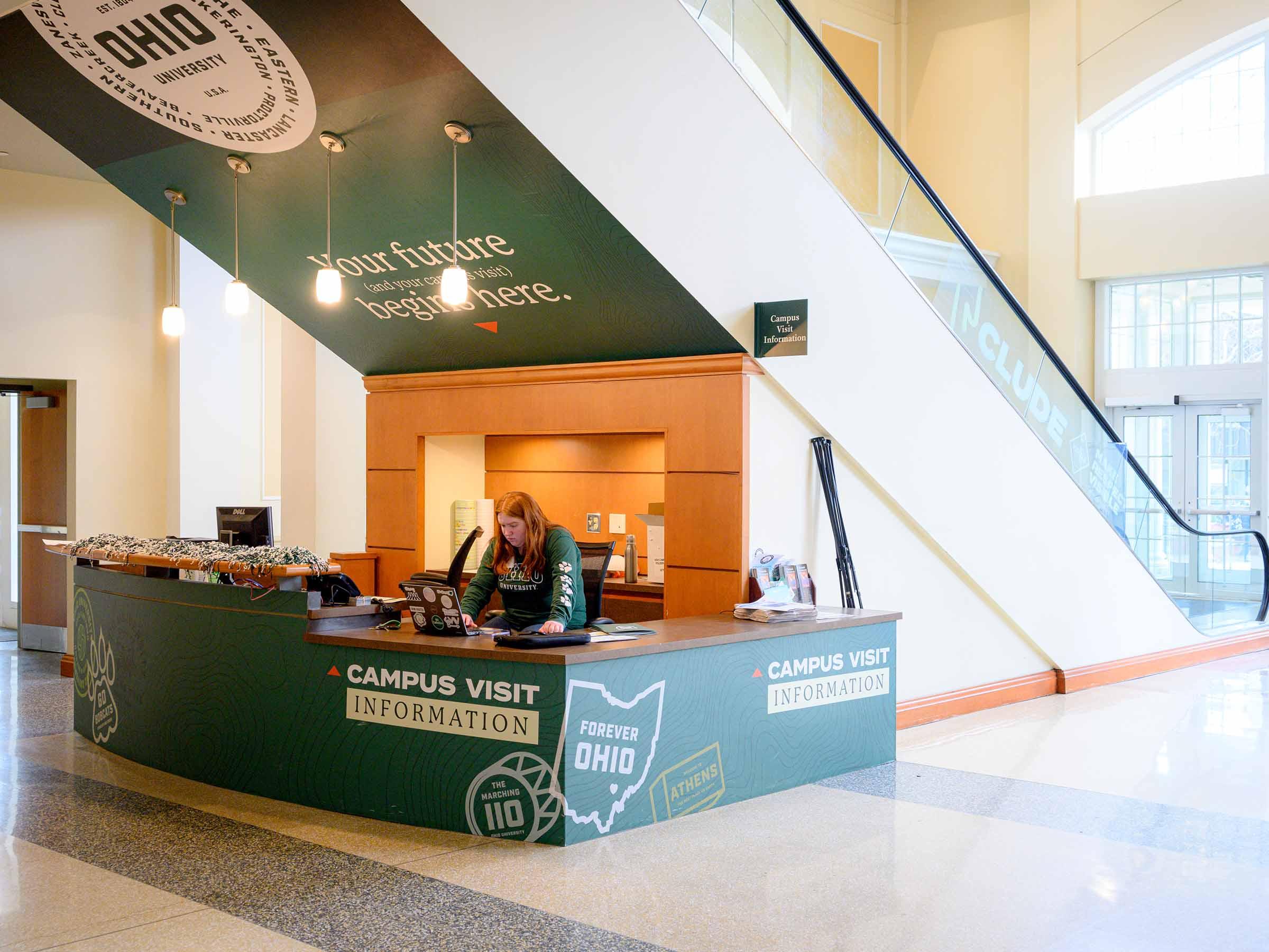 signage applied to identify the Information Desk in Baker