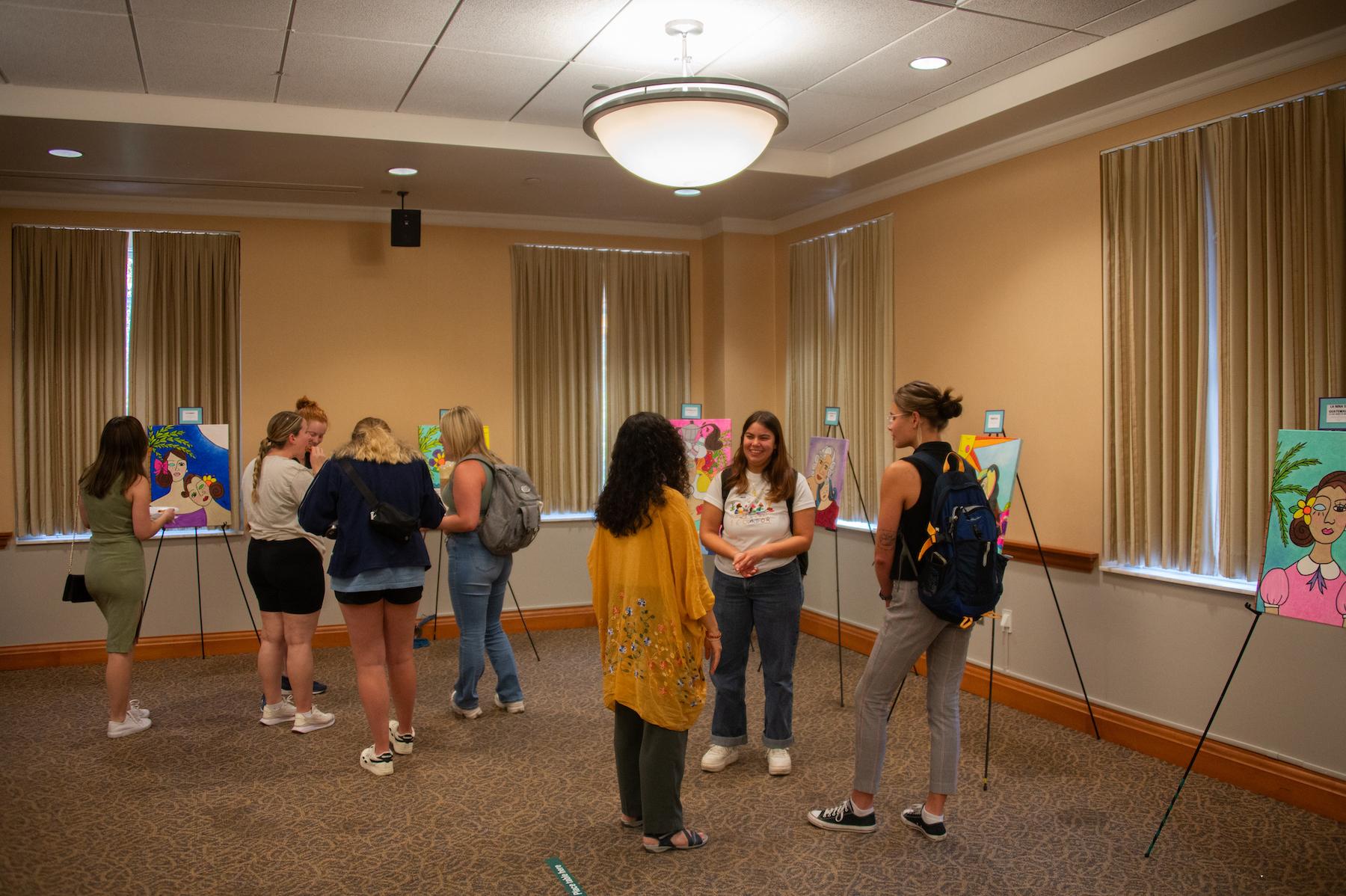 Students enjoy the Hispanic Heritage Month art gallery opening