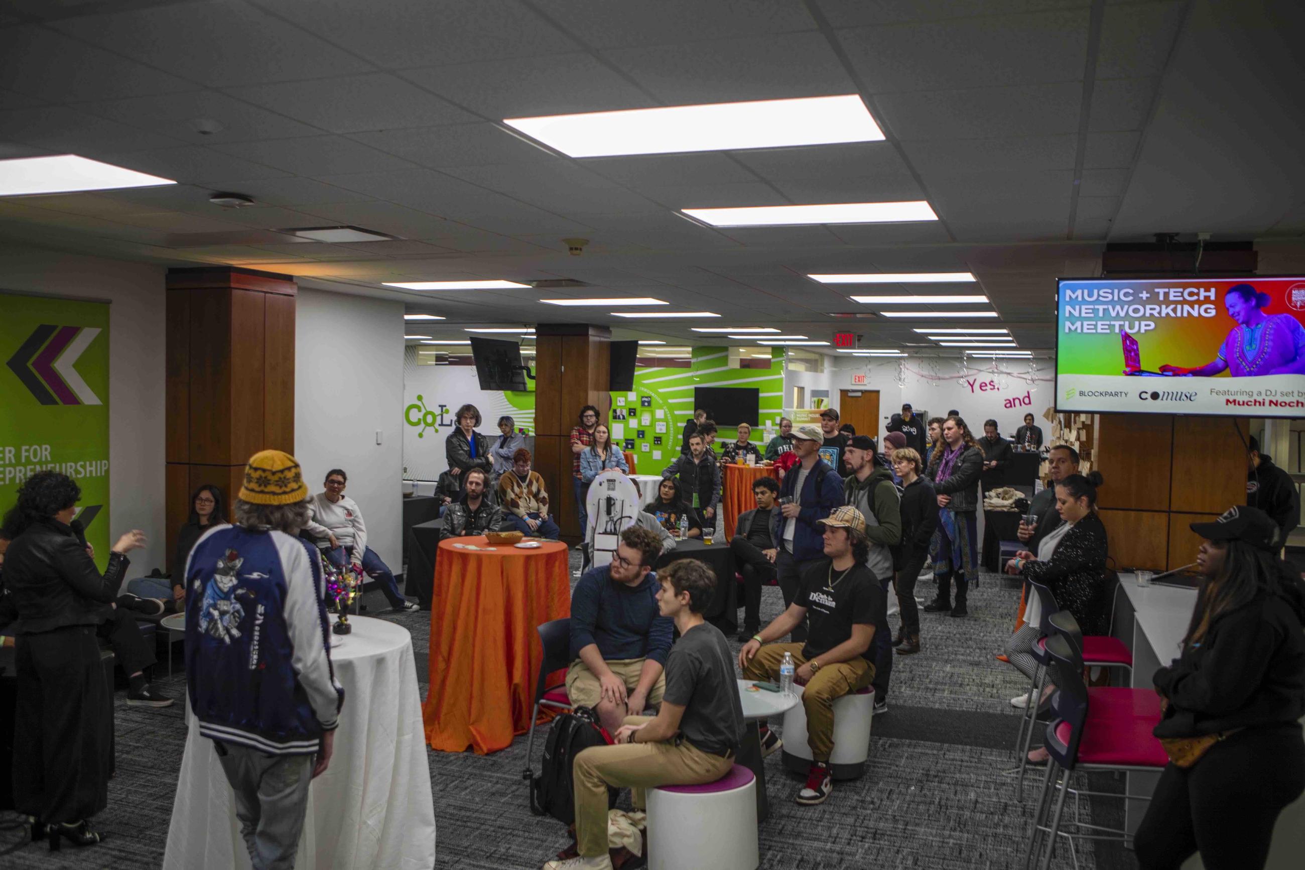 People mingling during a networking event