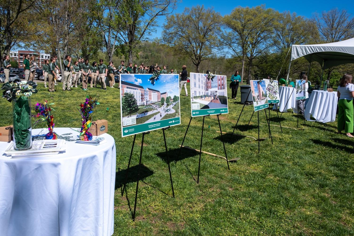 site plans for new residence halls on easels