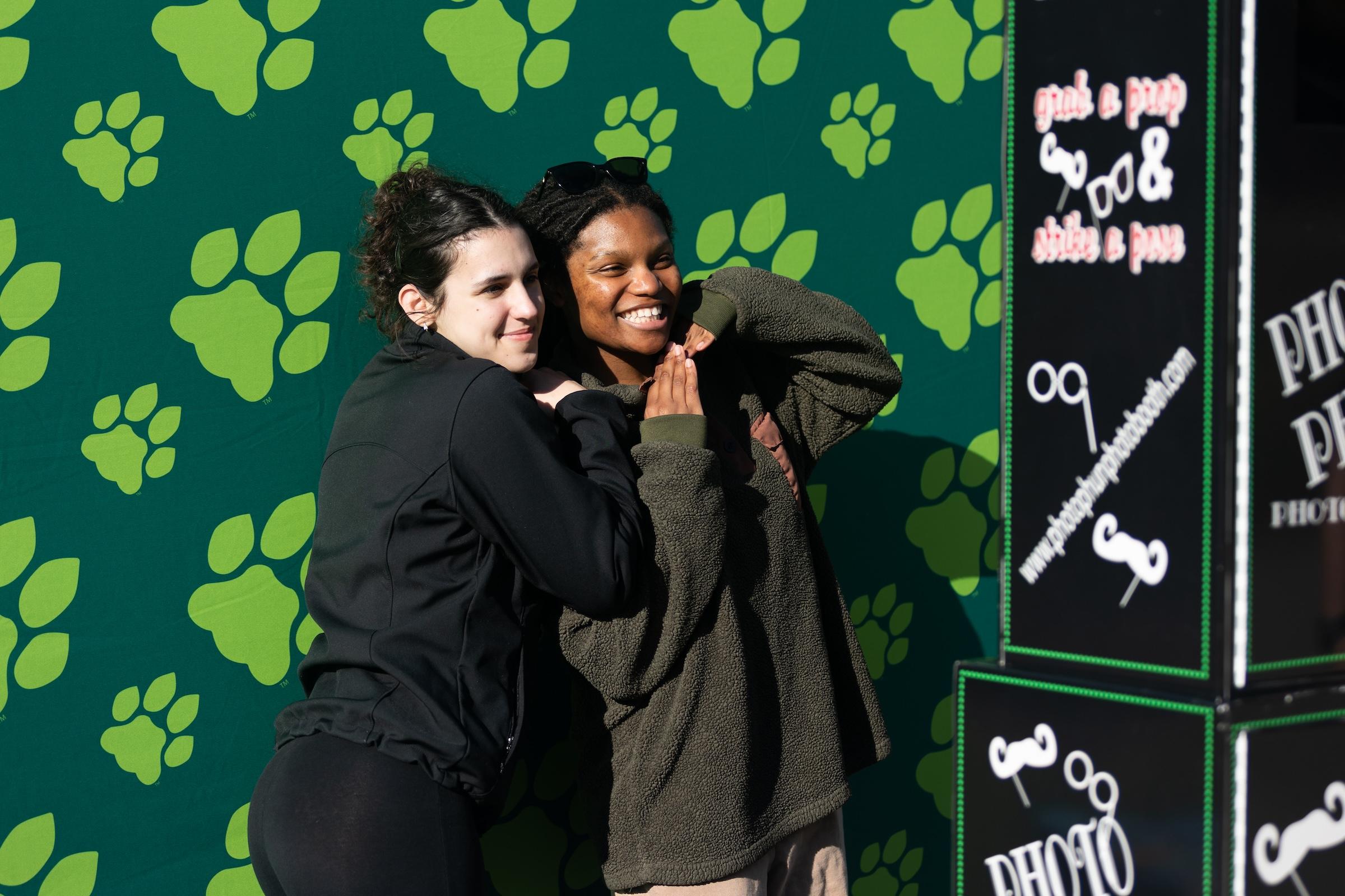 students using the photo booth at the event