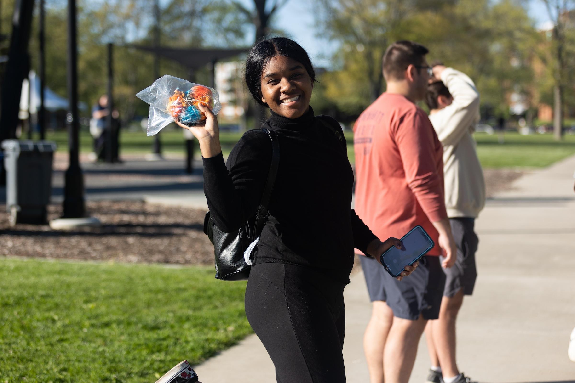 student looking back at the camera