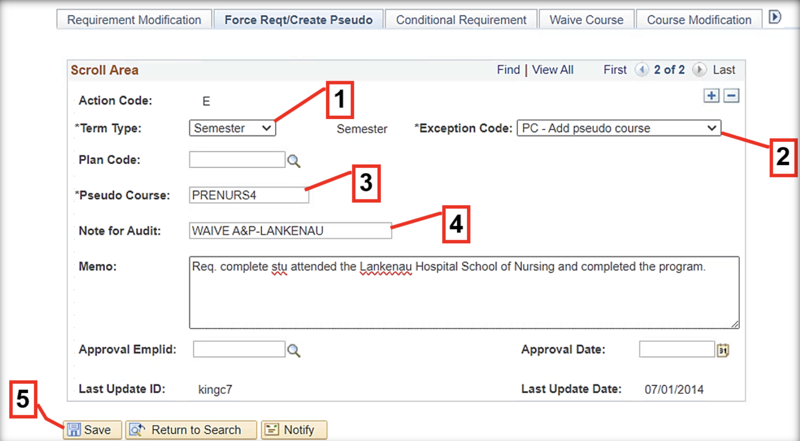 PS – DARS Exceptions > Force Reqt/Create Pseudo: PC Instructions