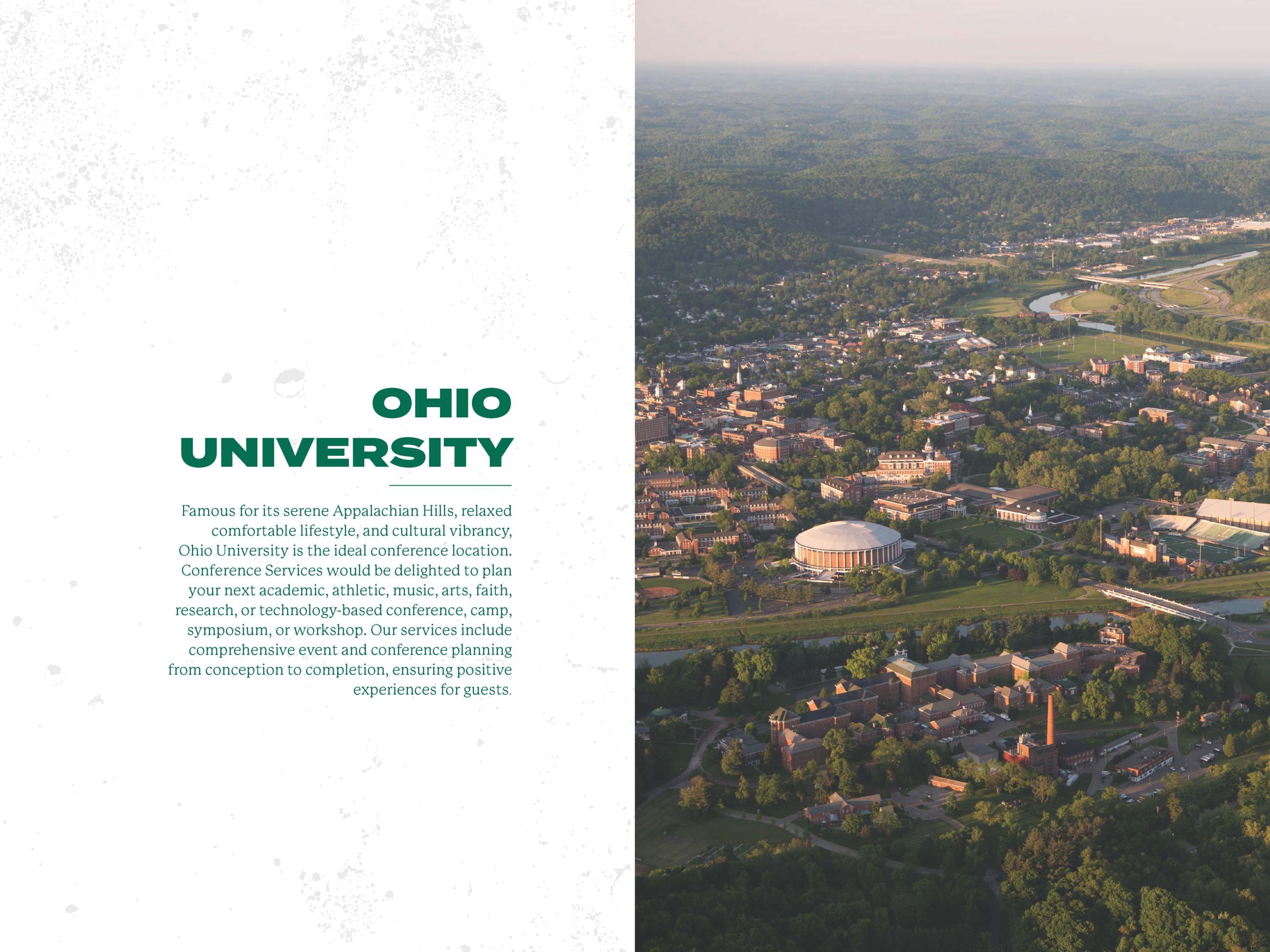 aerial view of campus with text on the photo
