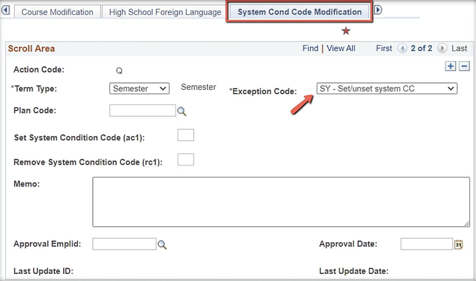 System Cond Code