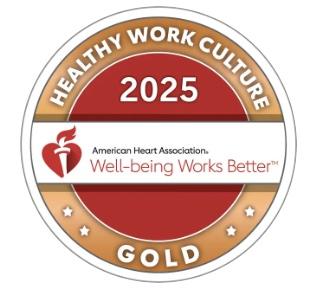 Icon stating that we are a Gold level designation employer from American Heart Association