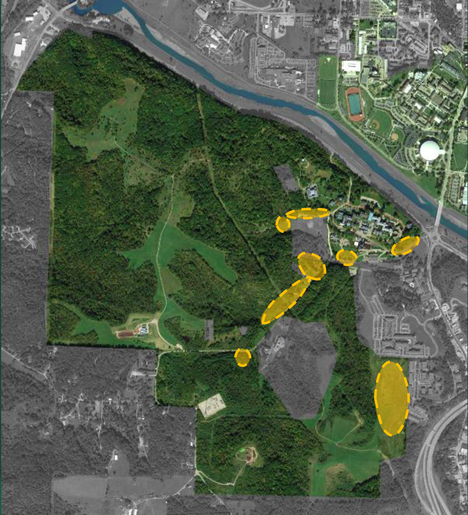 A map of the land at The Ridges shows areas that will be transferred outside Ohio University's ownership.