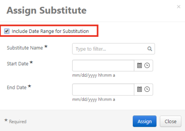 Include Date Range for Substitution