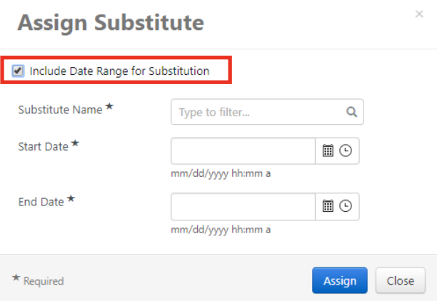  Include Date Range for Substitution