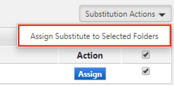 Assign Substitute to Selected Folders