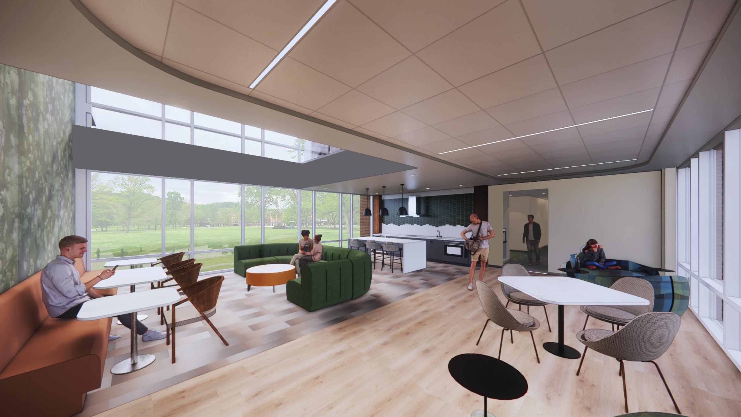 Communal kitchen in the residence hall.