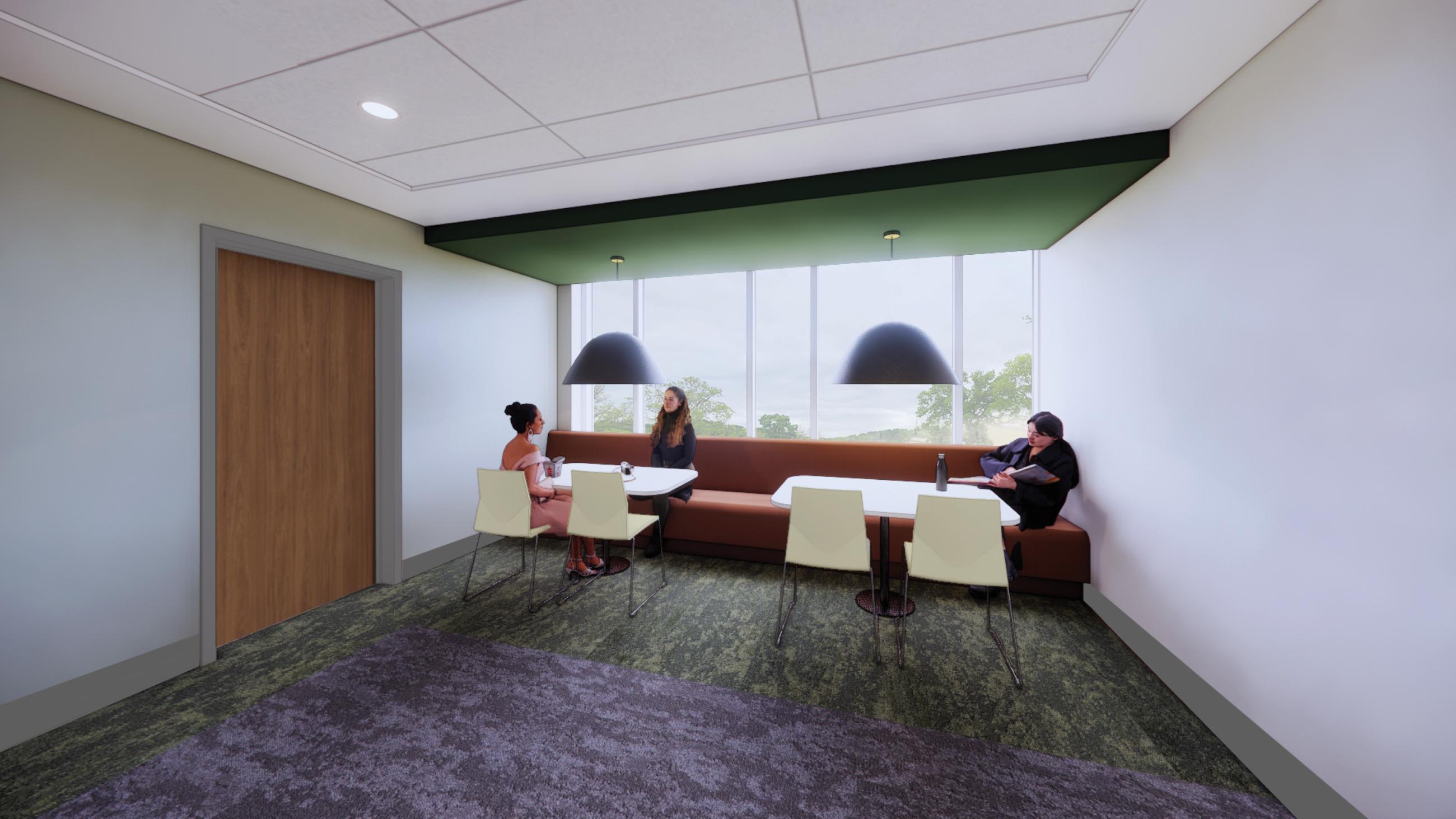 Flex study space on the residential floors.