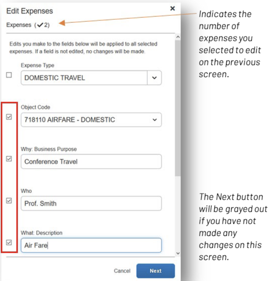 edit expenses