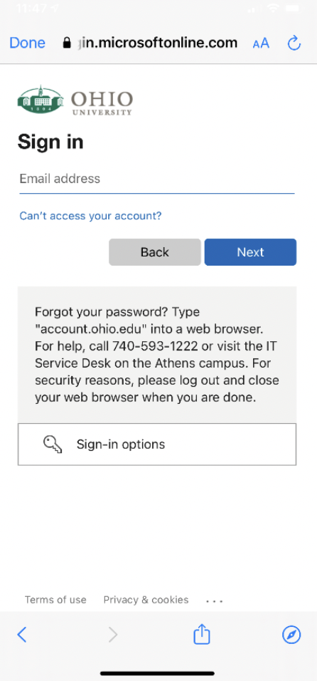 ohio sign in page