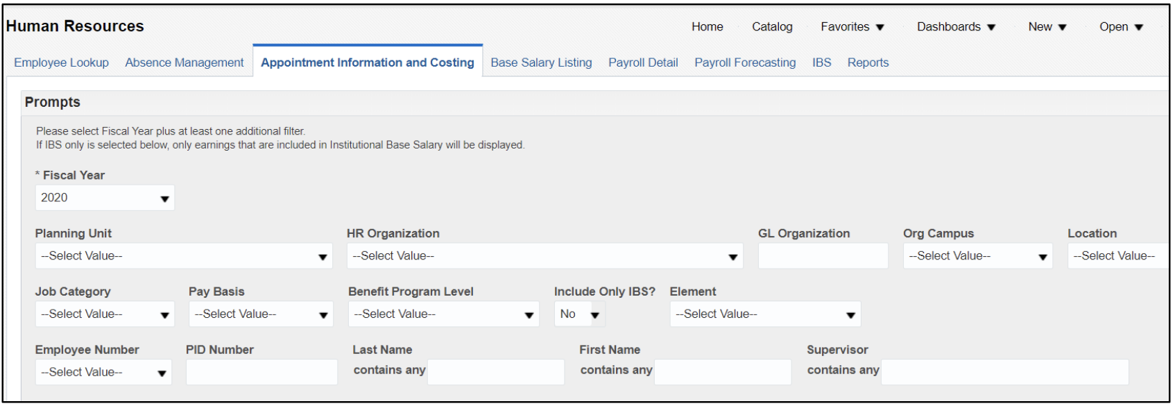  Appointment Information and Costing dashboard